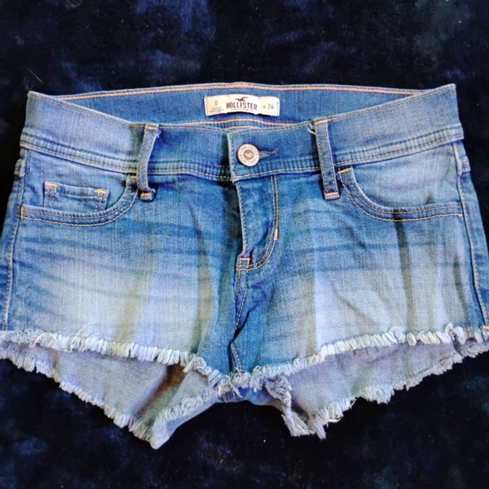 Hollister Blue Jean Shorts Distressed Cut-Off Style